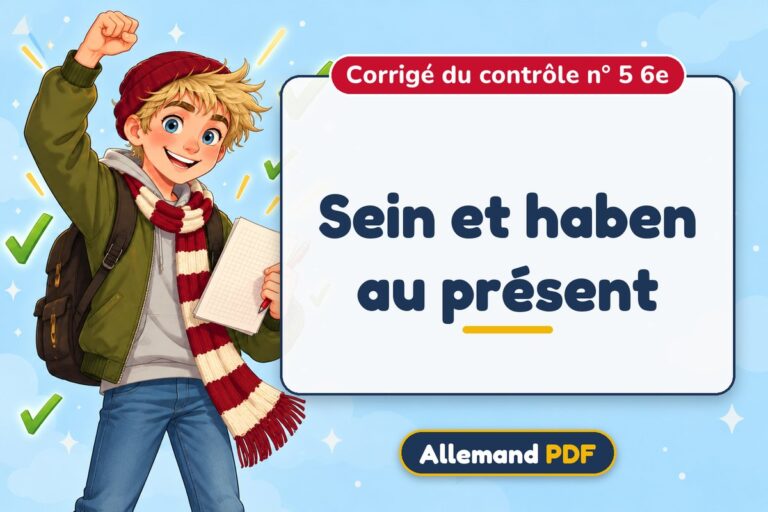 Sein et haben au présent : corrigé du contrôle n° 5 6e, illustration Allemand PDF