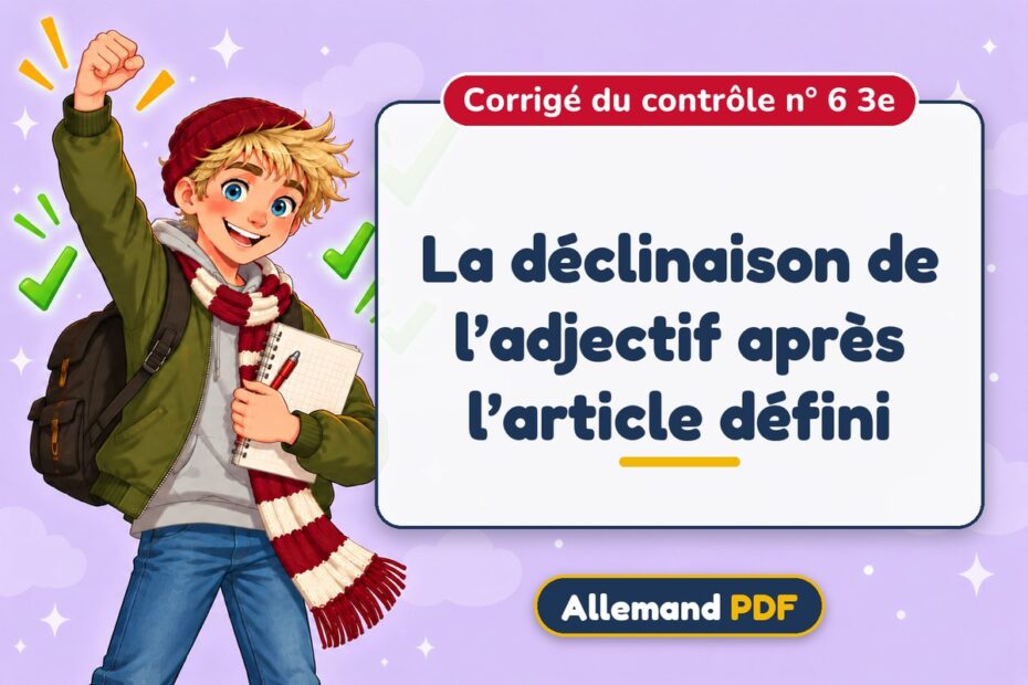 La déclinaison de l’adjectif après l’article défini : corrigé du contrôle n° 6 3e, illustration Allemand PDF