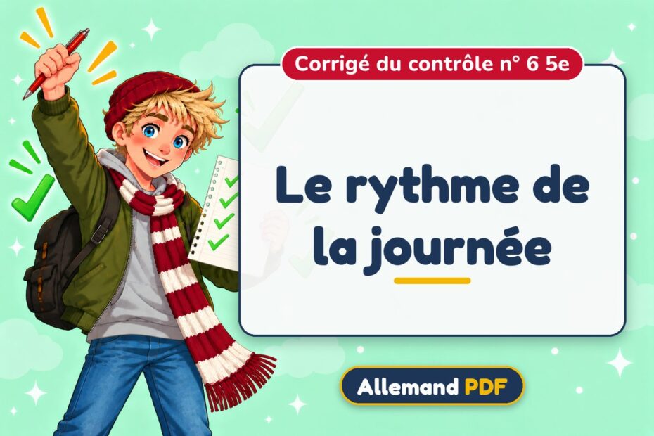 Le rythme de la journée : corrigé du contrôle n° 6 5e, illustration Allemand PDF