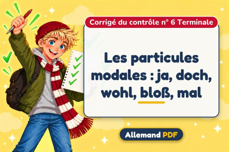 Les particules modales : ja, doch, wohl, bloß, mal : corrigé du contrôle n° 6 terminale, illustration Allemand PDF