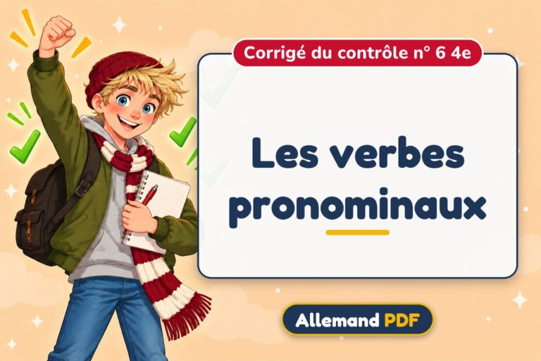 Les verbes pronominaux : corrigé du contrôle n° 6 4e, illustration Allemand PDF