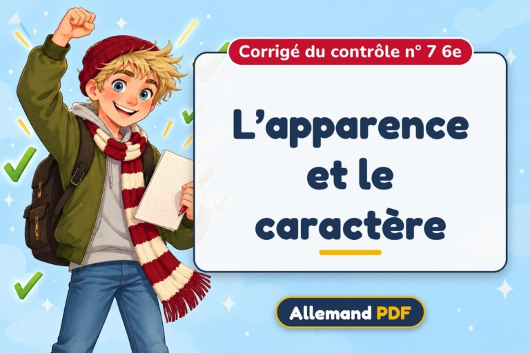 L’apparence et le caractère : corrigé du contrôle n° 7 6e, illustration Allemand PDF