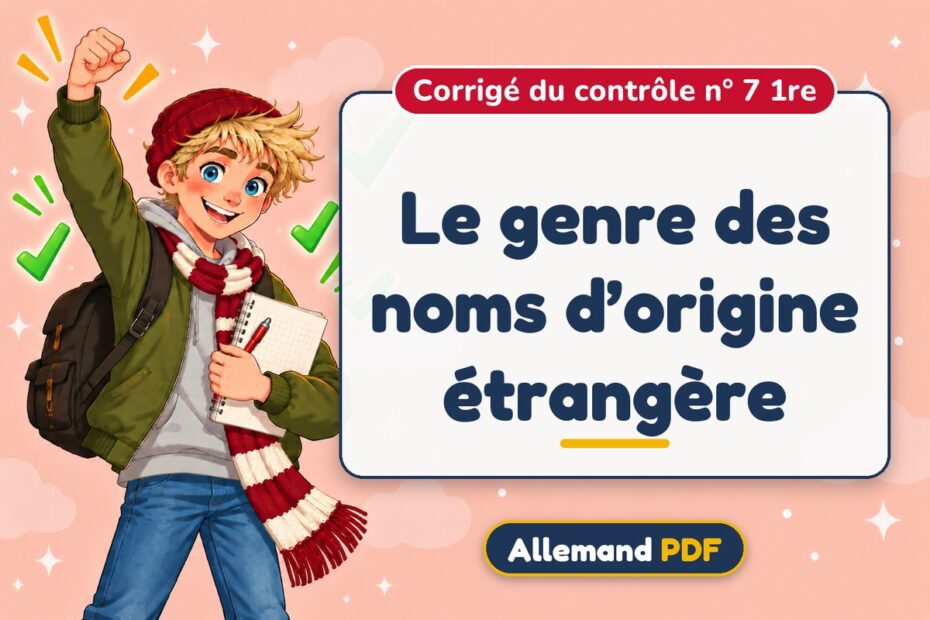 Le genre des noms d’origine étrangère : corrigé du contrôle n° 7 1re, illustration Allemand PDF