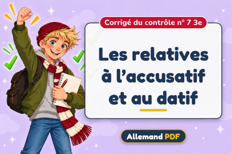 Les relatives à l’accusatif et au datif : corrigé du contrôle n° 7 3e, illustration Allemand PDF