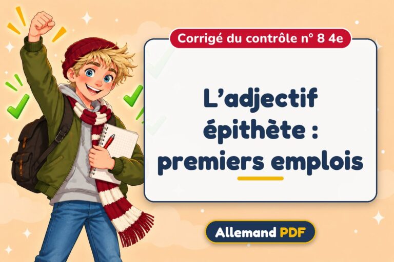 L’adjectif épithète : premiers emplois : corrigé du contrôle n° 8 4e, illustration Allemand PDF