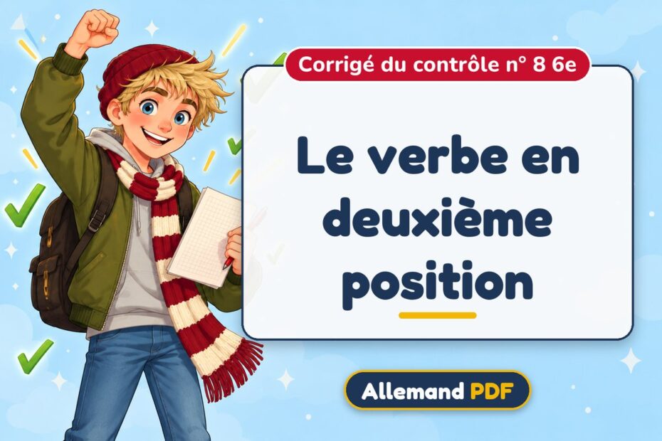 Le verbe en deuxième position : corrigé du contrôle n° 8 6e, illustration Allemand PDF