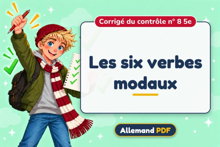 Les six verbes modaux : corrigé du contrôle n° 8 5e, illustration Allemand PDF