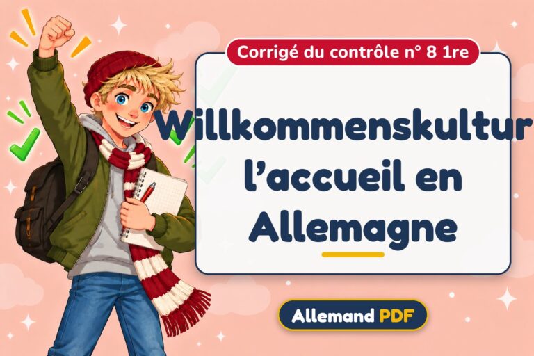 Willkommenskultur : l’accueil en Allemagne : corrigé du contrôle n° 8 1re, illustration Allemand PDF
