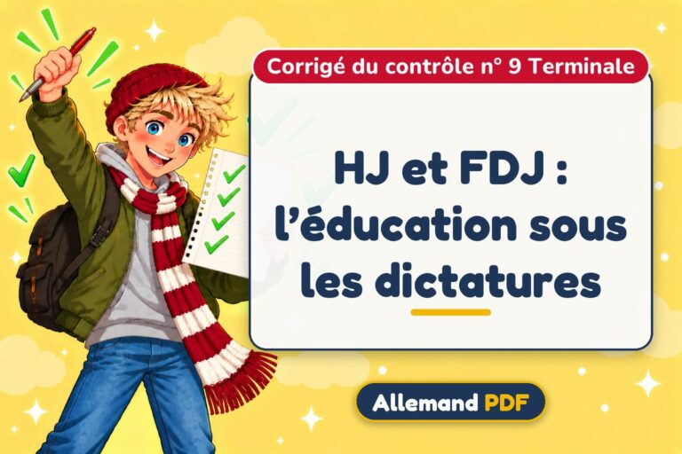 HJ et FDJ : l’éducation sous les dictatures : corrigé du contrôle n° 9 terminale, illustration Allemand PDF