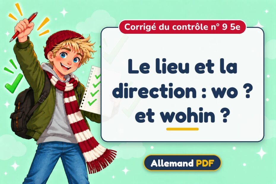 Le lieu et la direction : wo ? et wohin ? : corrigé du contrôle n° 9 5e, illustration Allemand PDF