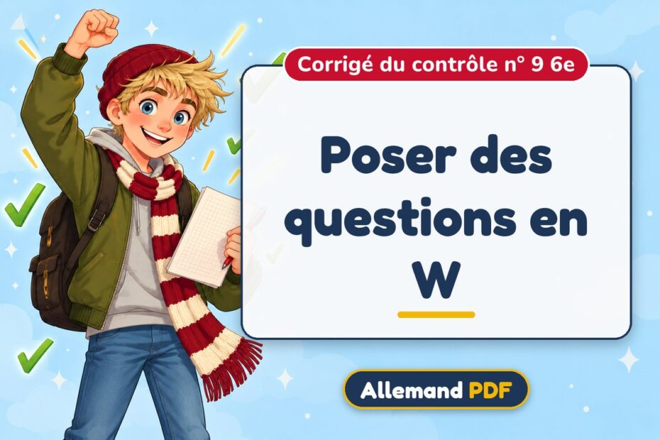 Poser des questions en W : corrigé du contrôle n° 9 6e, illustration Allemand PDF