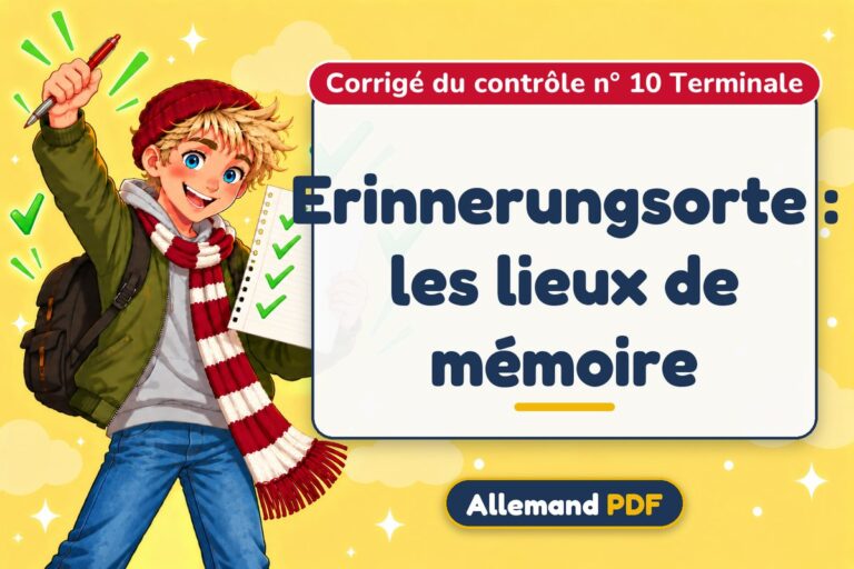 Erinnerungsorte : les lieux de mémoire : corrigé du contrôle n° 10 terminale, illustration Allemand PDF