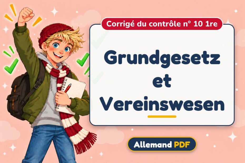 Grundgesetz et Vereinswesen : corrigé du contrôle n° 10 1re, illustration Allemand PDF