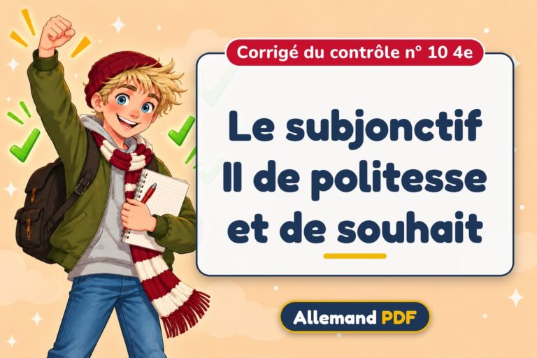 Le subjonctif II de politesse et de souhait : corrigé du contrôle n° 10 4e, illustration Allemand PDF