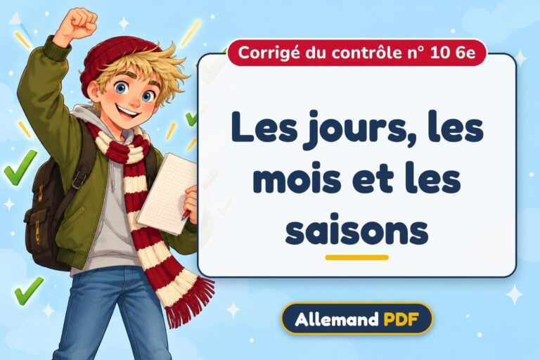 Les jours, les mois et les saisons : corrigé du contrôle n° 10 6e, illustration Allemand PDF