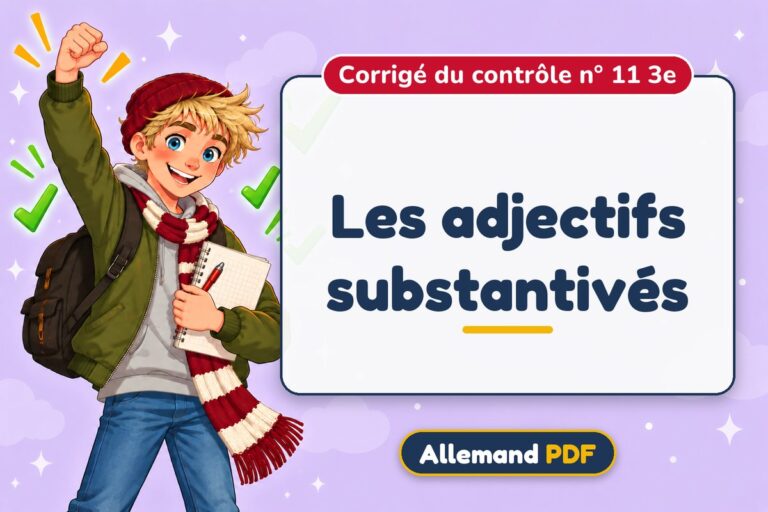 Les adjectifs substantivés : corrigé du contrôle n° 11 3e, illustration Allemand PDF