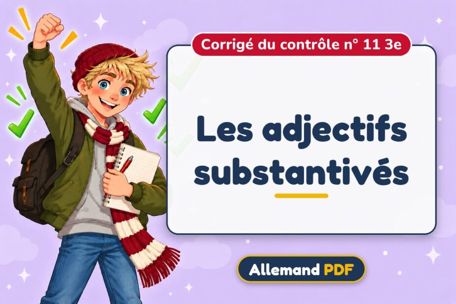 Les adjectifs substantivés : corrigé du contrôle n° 11 3e, illustration Allemand PDF