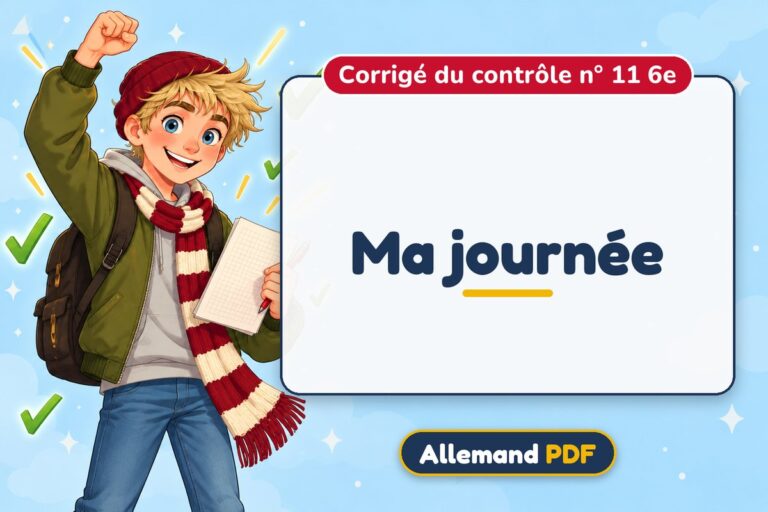 Ma journée : corrigé du contrôle n° 11 6e, illustration Allemand PDF