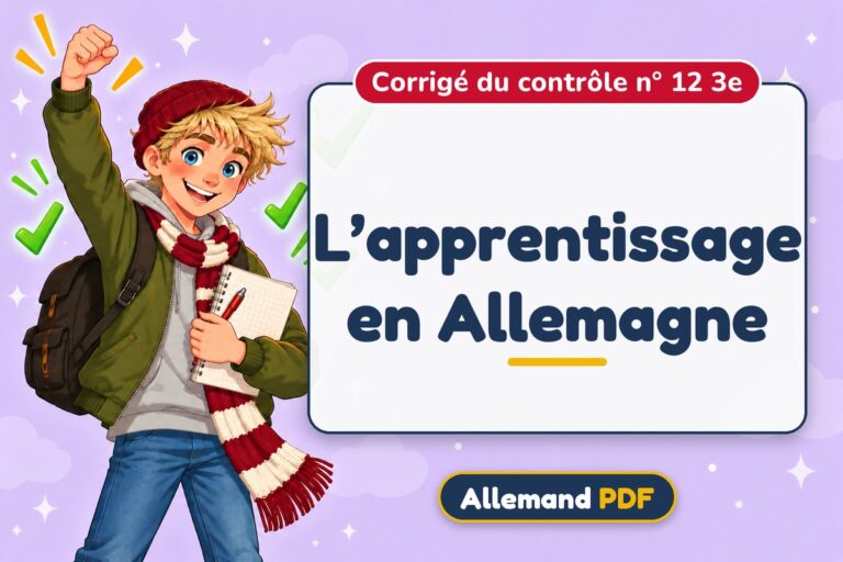 L’apprentissage en Allemagne : corrigé du contrôle n° 12 3e, illustration Allemand PDF