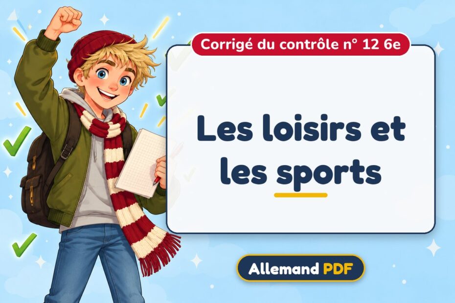 Les loisirs et les sports : corrigé du contrôle n° 12 6e, illustration Allemand PDF
