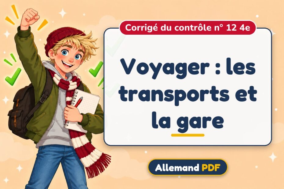 Voyager : les transports et la gare : corrigé du contrôle n° 12 4e, illustration Allemand PDF