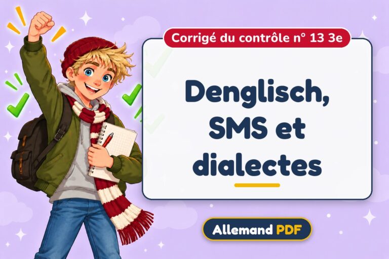 Denglisch, SMS et dialectes : corrigé du contrôle n° 13 3e, illustration Allemand PDF