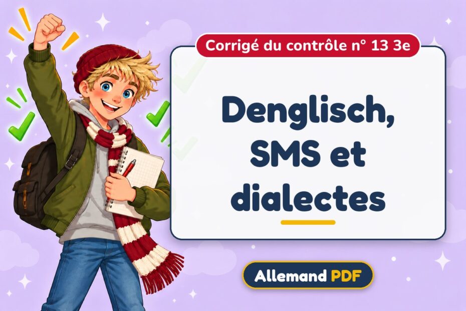 Denglisch, SMS et dialectes : corrigé du contrôle n° 13 3e, illustration Allemand PDF