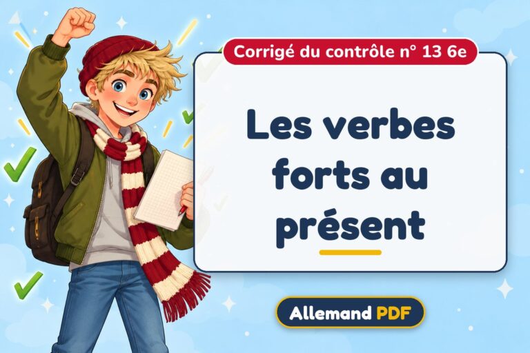 Les verbes forts au présent : corrigé du contrôle n° 13 6e, illustration Allemand PDF