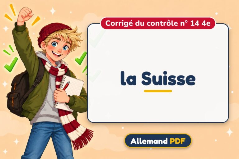 la Suisse : corrigé du contrôle n° 14 4e, illustration Allemand PDF