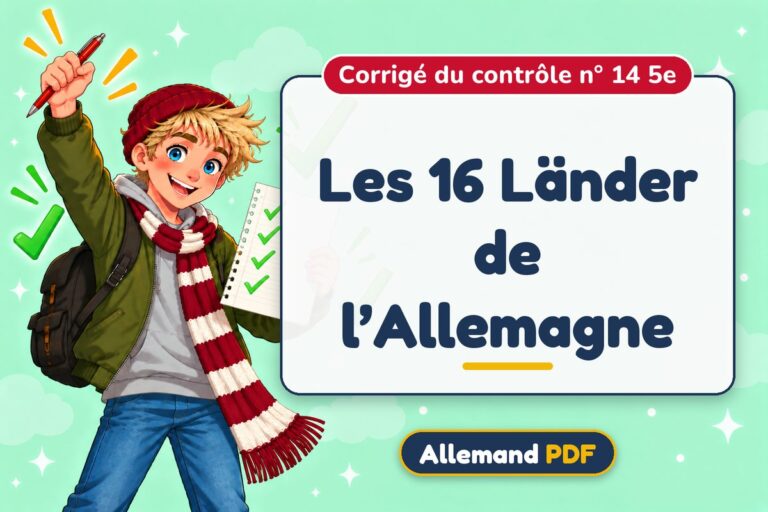 Les 16 Länder de l’Allemagne : corrigé du contrôle n° 14 5e, illustration Allemand PDF