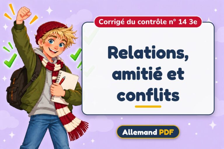 Relations, amitié et conflits : corrigé du contrôle n° 14 3e, illustration Allemand PDF