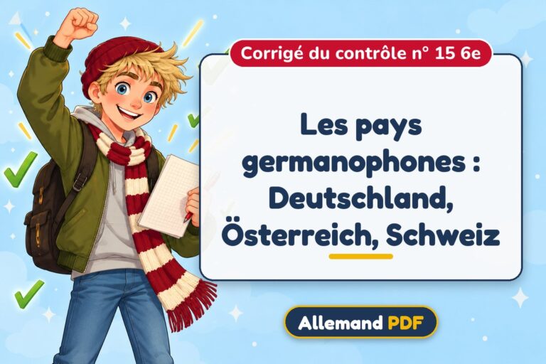 Les pays germanophones : Deutschland, Österreich, Schweiz : corrigé du contrôle n° 15 6e, illustration Allemand PDF