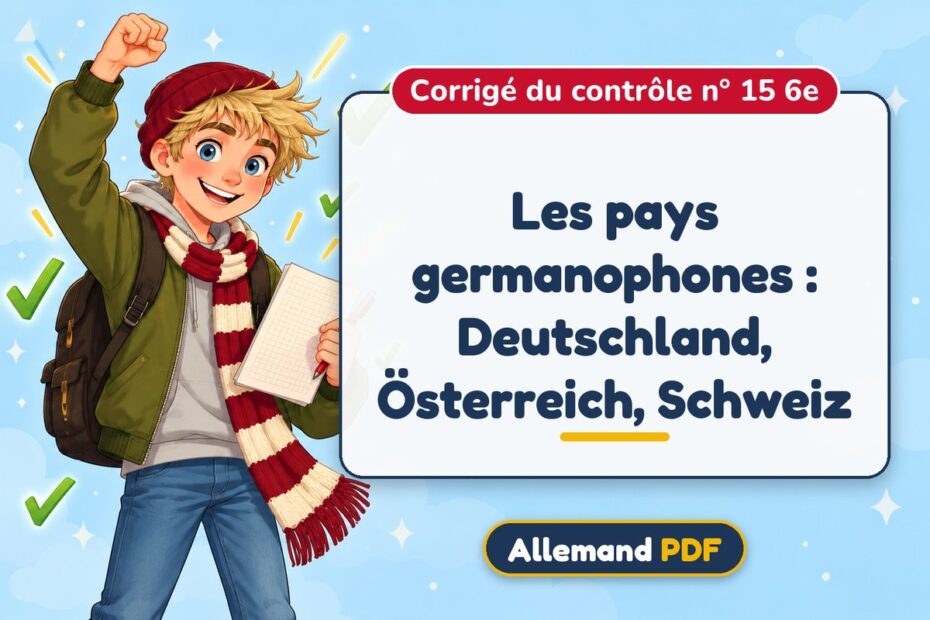 Les pays germanophones : Deutschland, Österreich, Schweiz : corrigé du contrôle n° 15 6e, illustration Allemand PDF