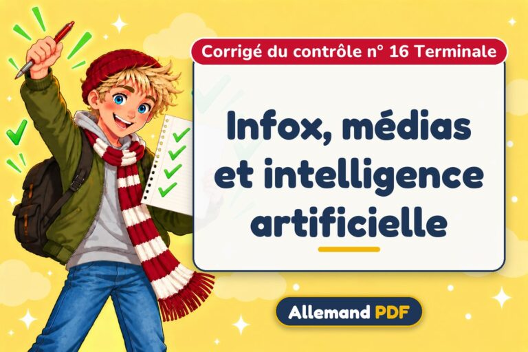 Infox, médias et intelligence artificielle : corrigé du contrôle n° 16 terminale, illustration Allemand PDF