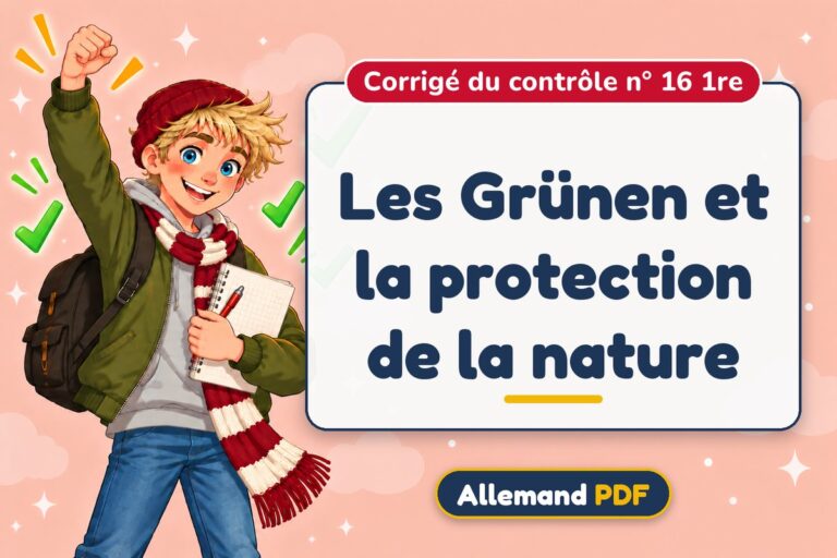 Les Grünen et la protection de la nature : corrigé du contrôle n° 16 1re, illustration Allemand PDF