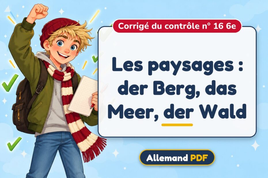 Les paysages : der Berg, das Meer, der Wald : corrigé du contrôle n° 16 6e, illustration Allemand PDF