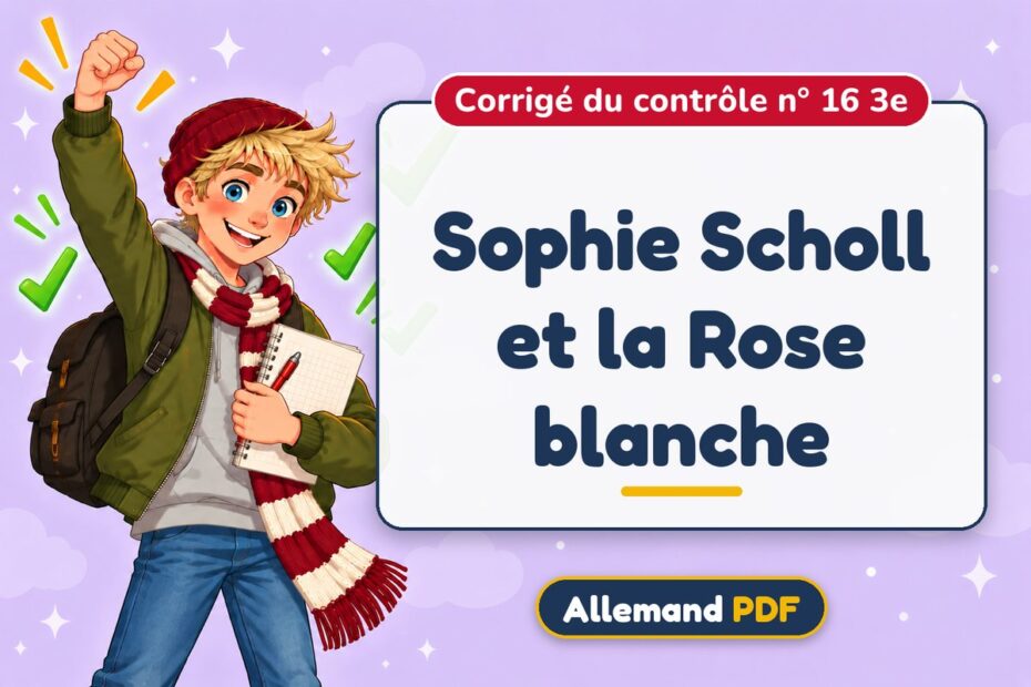 Sophie Scholl et la Rose blanche : corrigé du contrôle n° 16 3e, illustration Allemand PDF