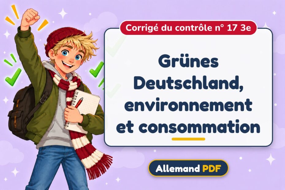 Grünes Deutschland, environnement et consommation : corrigé du contrôle n° 17 3e, illustration Allemand PDF