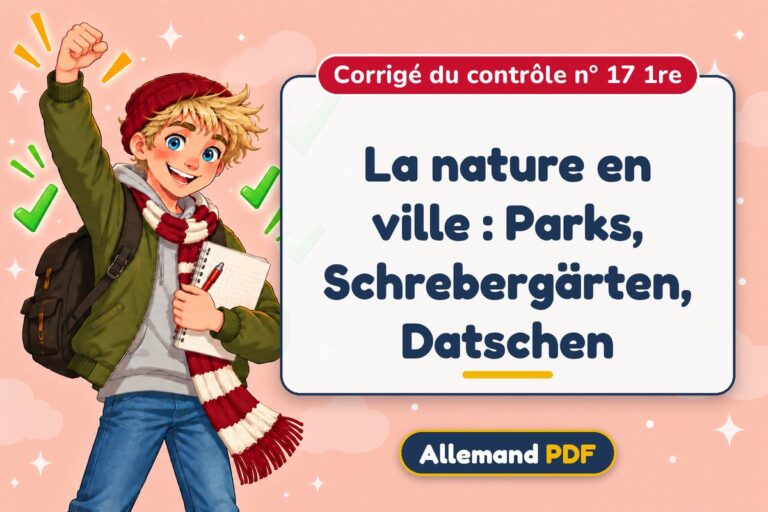 La nature en ville : Parks, Schrebergärten, Datschen : corrigé du contrôle n° 17 1re, illustration Allemand PDF