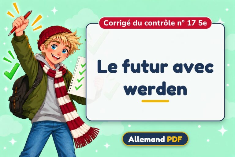 Le futur avec werden : corrigé du contrôle n° 17 5e, illustration Allemand PDF