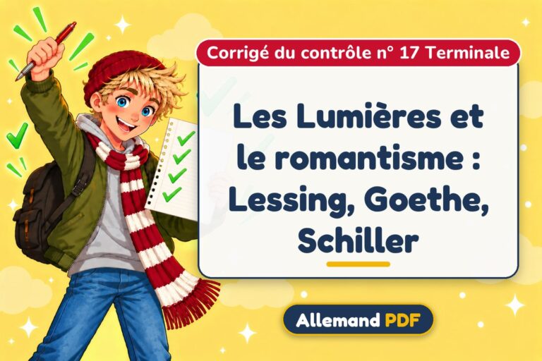 Les Lumières et le romantisme : Lessing, Goethe, Schiller : corrigé du contrôle n° 17 terminale, illustration Allemand PDF