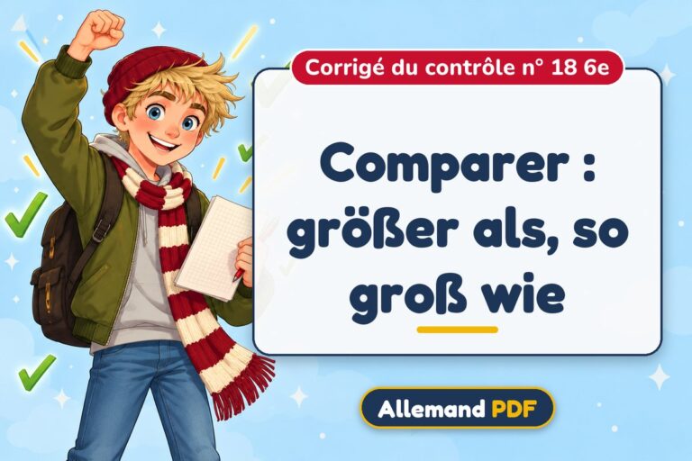 Comparer : größer als, so groß wie : corrigé du contrôle n° 18 6e, illustration Allemand PDF