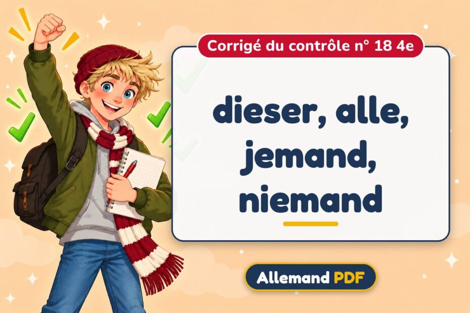 dieser, alle, jemand, niemand : corrigé du contrôle n° 18 4e, illustration Allemand PDF