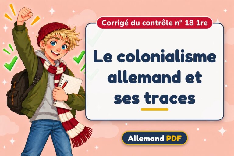 Le colonialisme allemand et ses traces : corrigé du contrôle n° 18 1re, illustration Allemand PDF