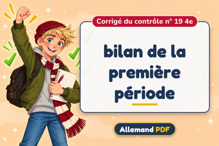 bilan de la première période : corrigé du contrôle n° 19 4e, illustration Allemand PDF