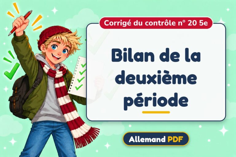 Bilan de la deuxième période : corrigé du contrôle n° 20 5e, illustration Allemand PDF