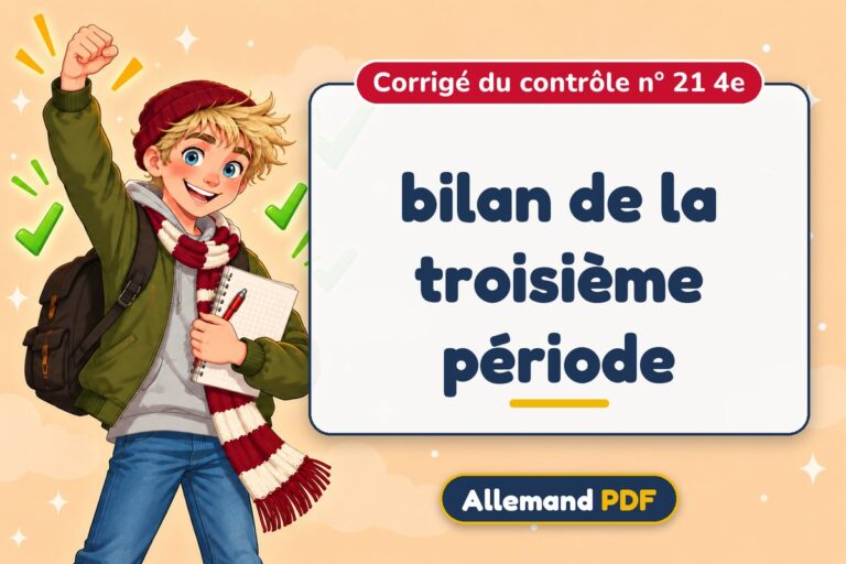 bilan de la troisième période : corrigé du contrôle n° 21 4e, illustration Allemand PDF
