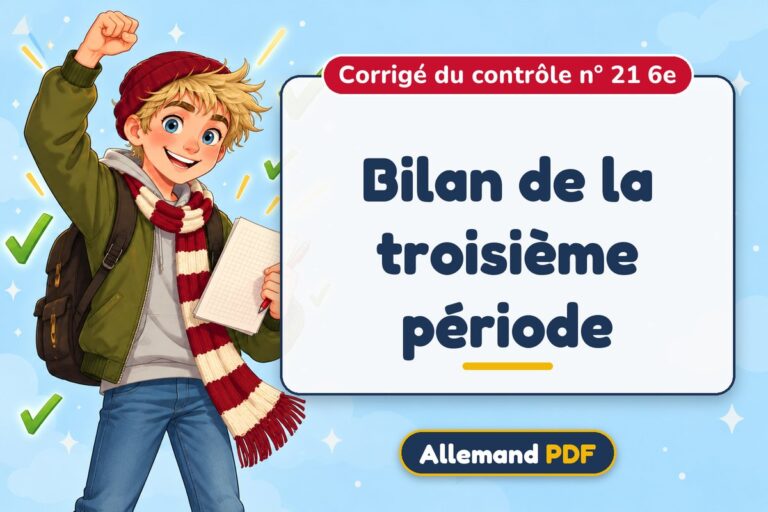 Bilan de la troisième période : corrigé du contrôle n° 21 6e, illustration Allemand PDF
