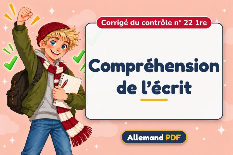 Compréhension de l’écrit : corrigé du contrôle n° 22 1re, illustration Allemand PDF
