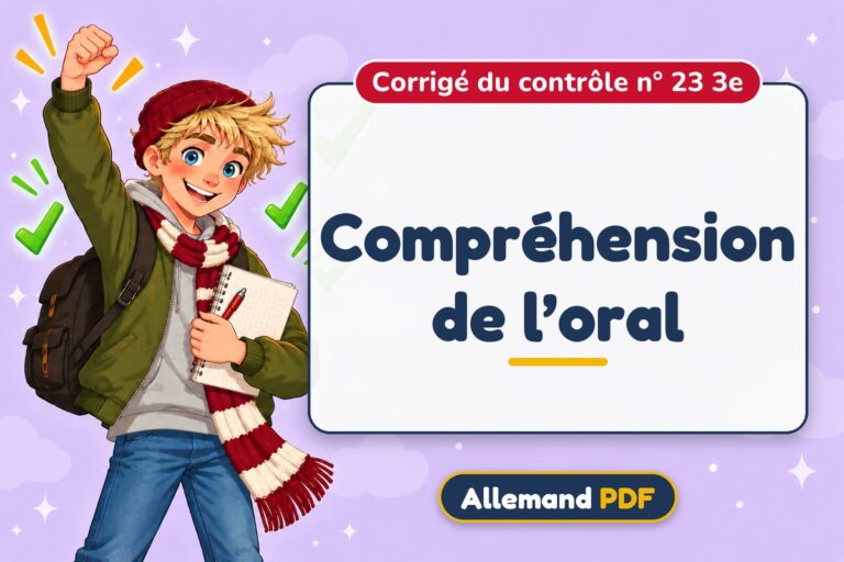 Compréhension de l’oral : corrigé du contrôle n° 23 3e, illustration Allemand PDF